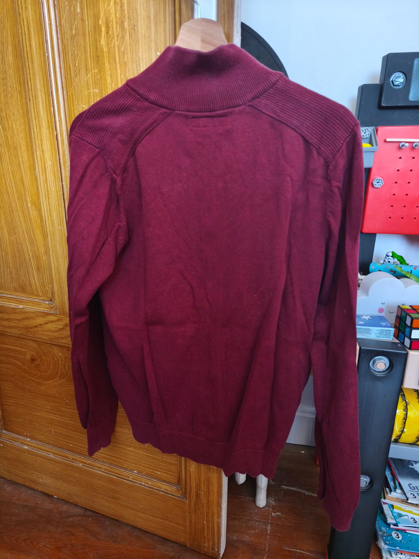 Pull zippé bordeaux