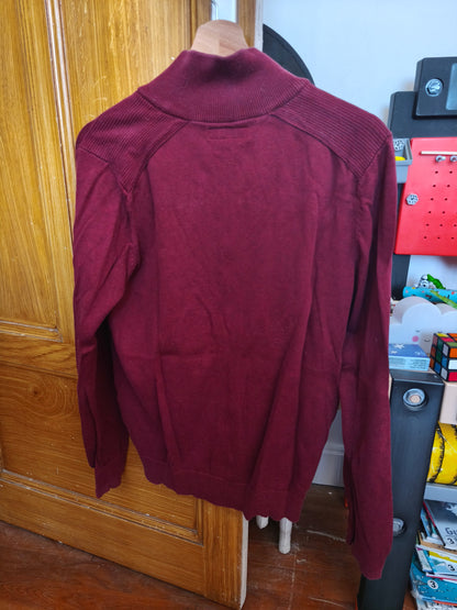 Pull zippé bordeaux
