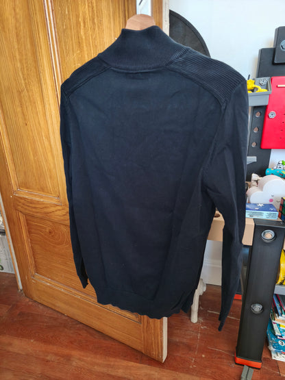 Pull zippé bleu marine