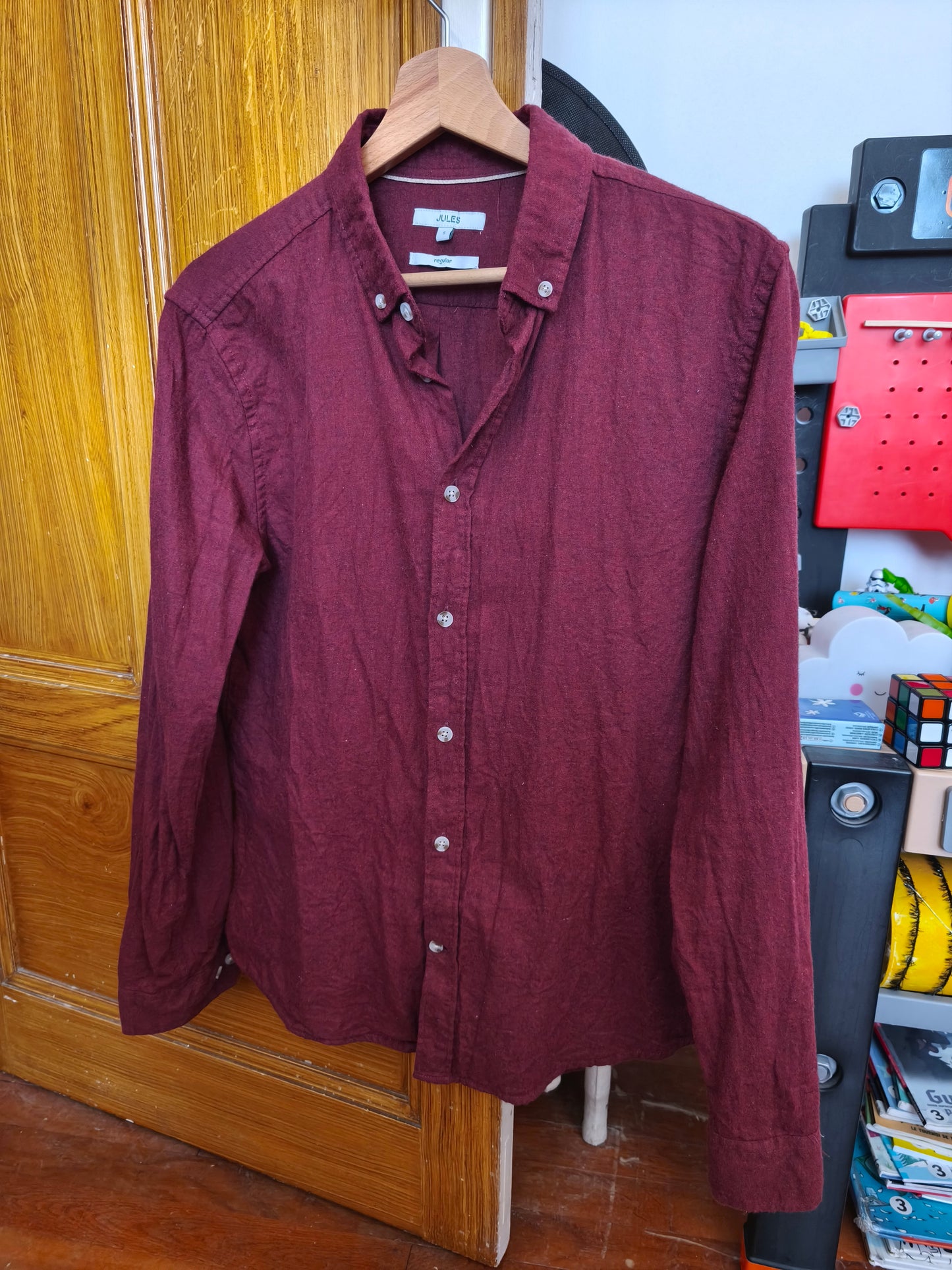 Chemise regular unie coton flanelle