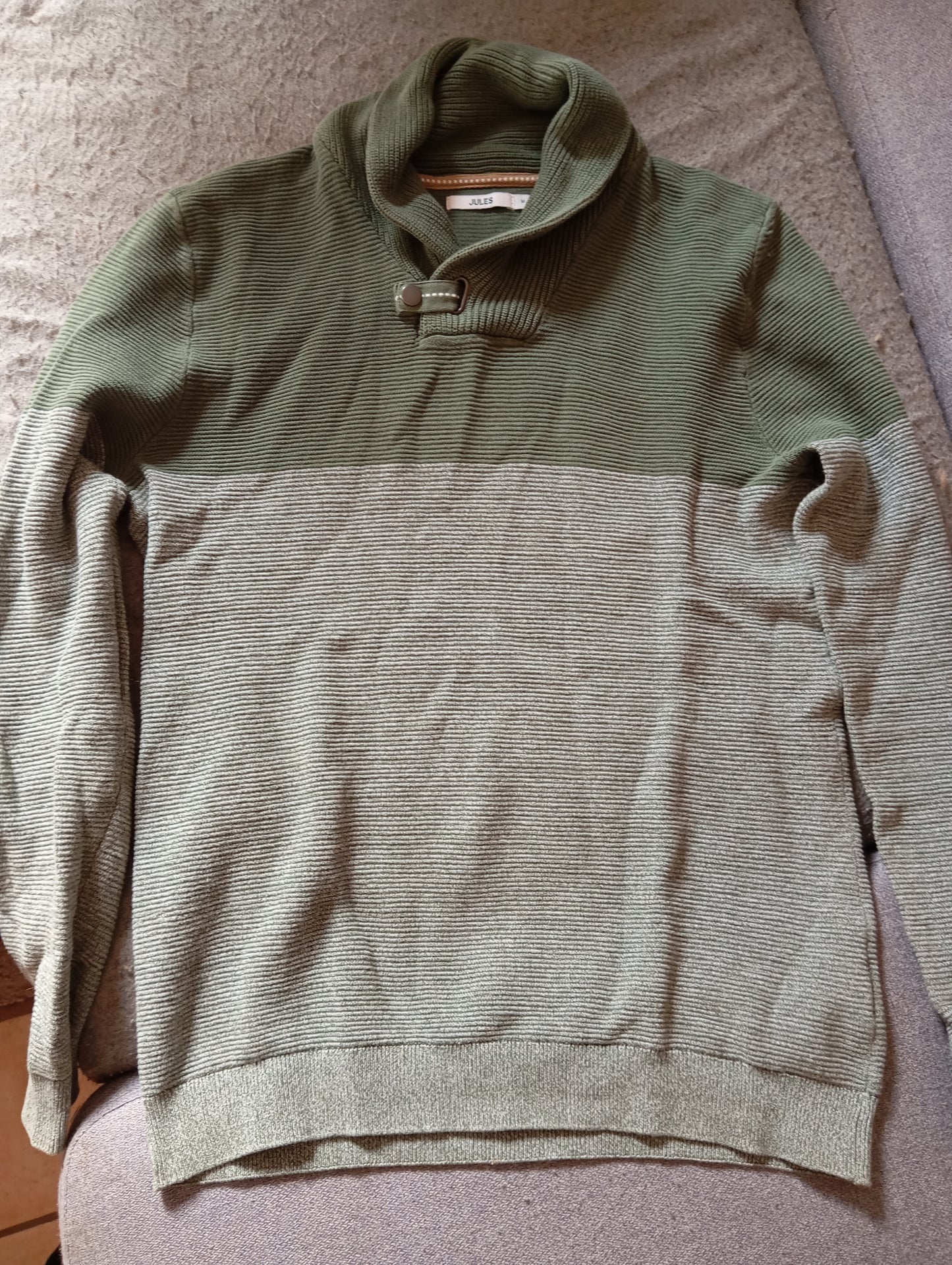 Pull col châle colorblock