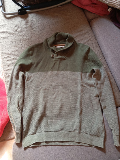 Pull col châle colorblock