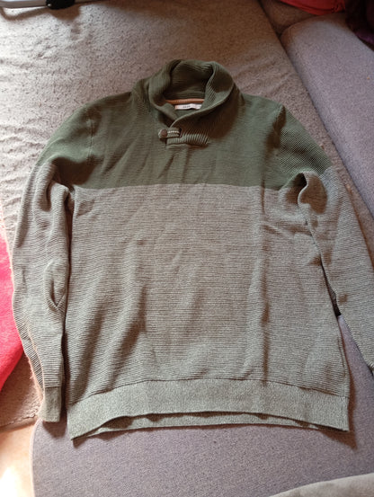 Pull col châle colorblock