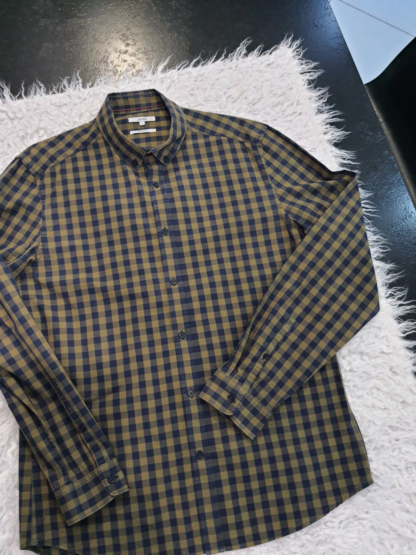 Chemise slim à carreaux coton