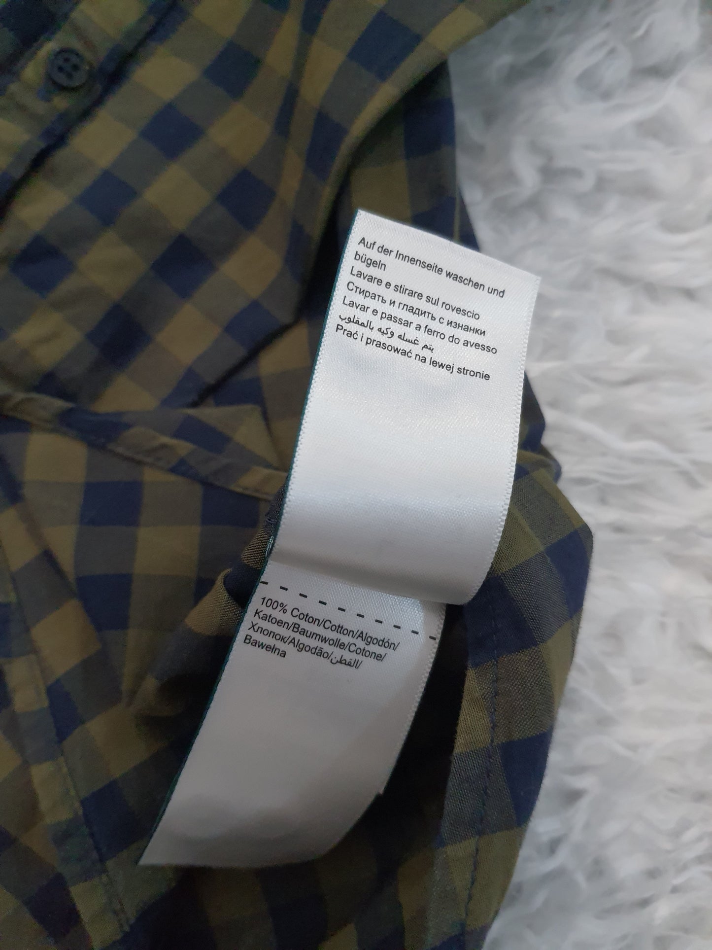 Chemise slim à carreaux coton