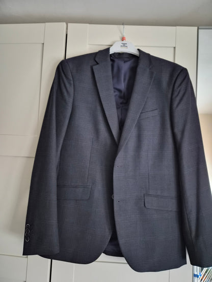 Veste de costume bleu foncé a carreaux