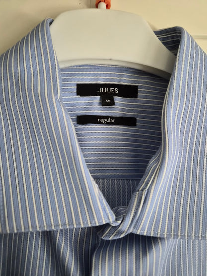 Chemise regular sans repassage bleu rayures blanc