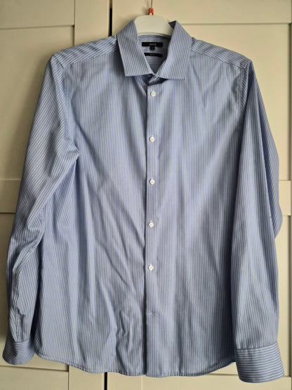 Chemise regular bleu rayures blanc