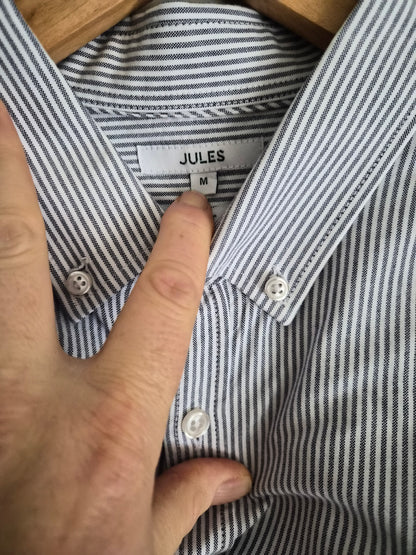 Chemise oxford a rayure blanc gris