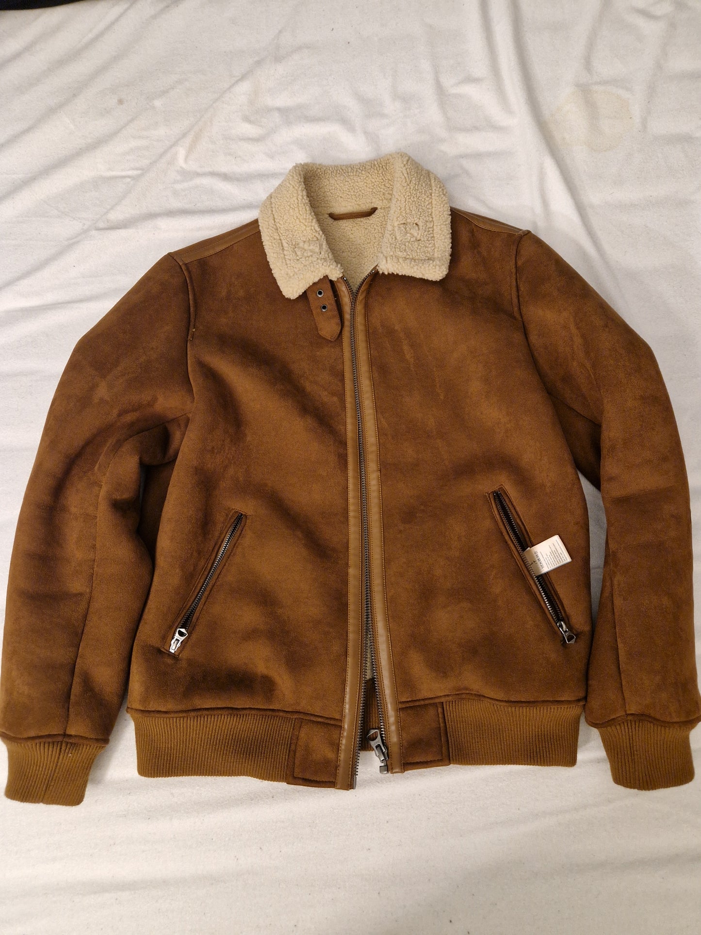 Blouson aspect velours col et doublure en sherpa