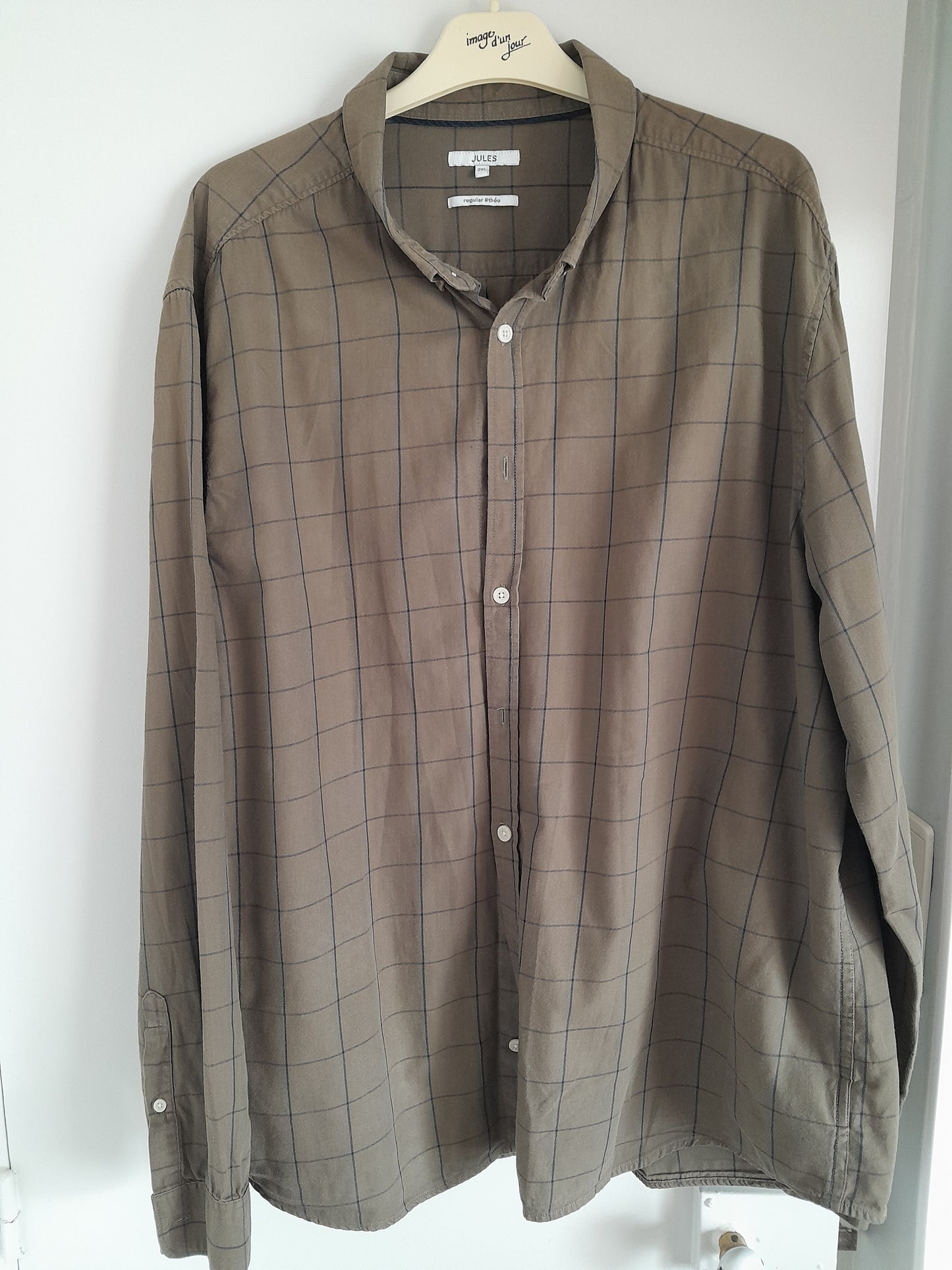 Chemise regular à carreaux coton