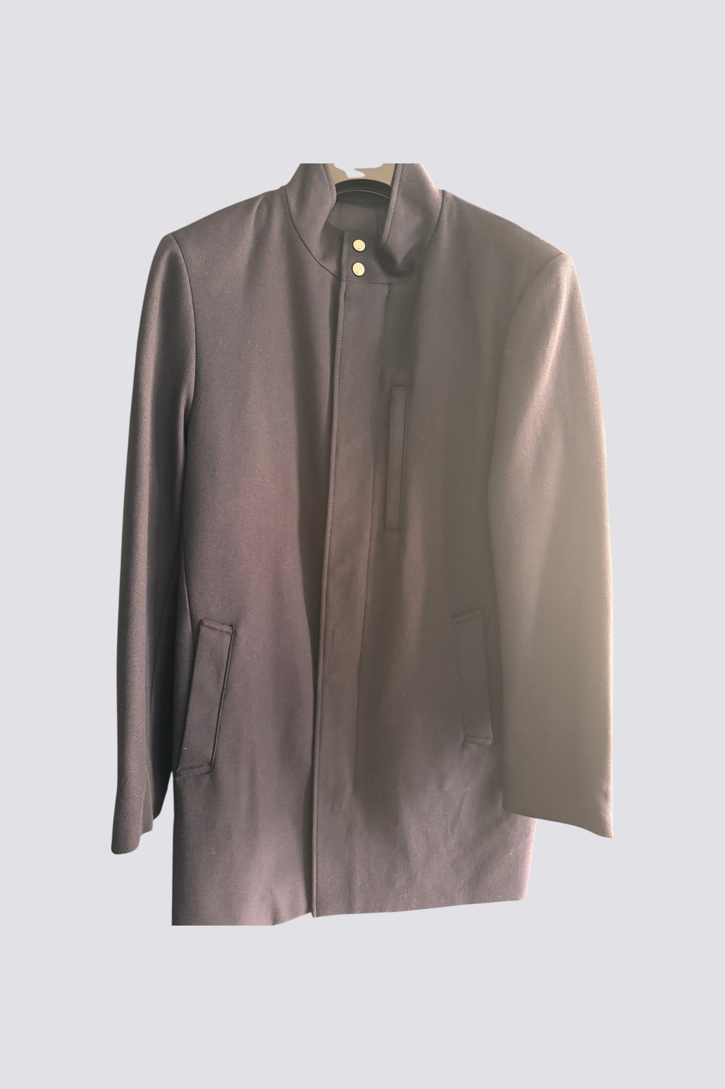 Manteau long bleu marine col officier