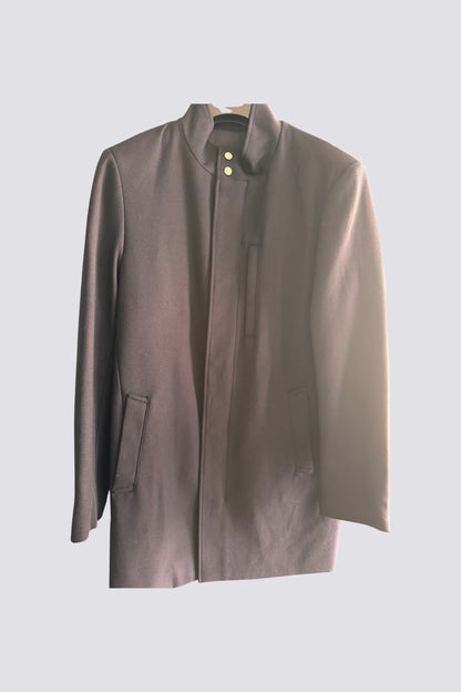 Manteau long bleu marine col officier