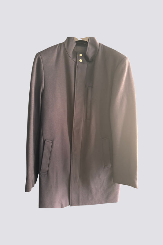 Manteau long bleu marine col officier