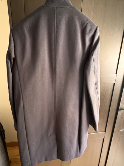 Manteau long bleu marine col officier
