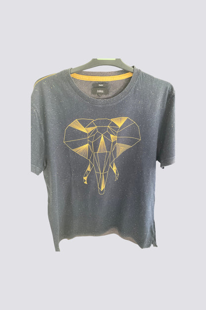Tee shirt col rond motif origami éléphan