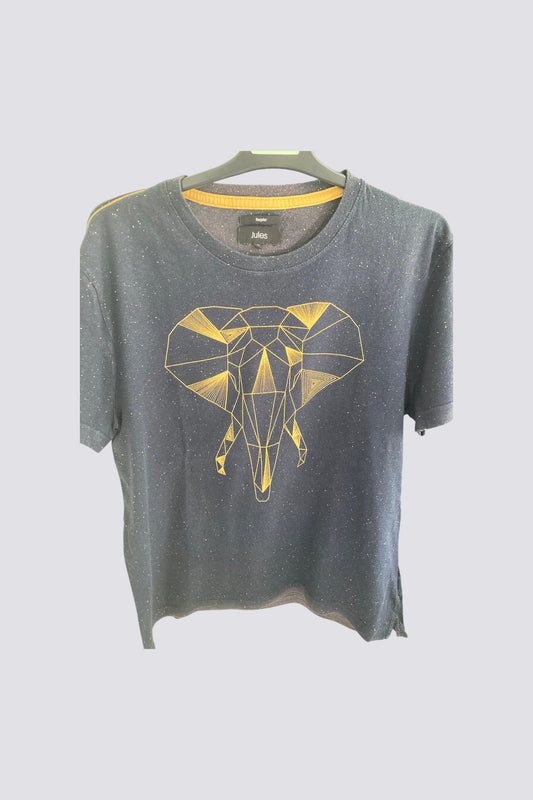 Tee shirt col rond motif origami éléphan