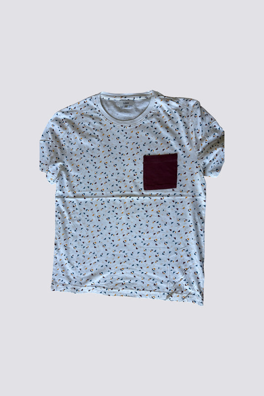 Tee shirt col rond imprimé géométrique