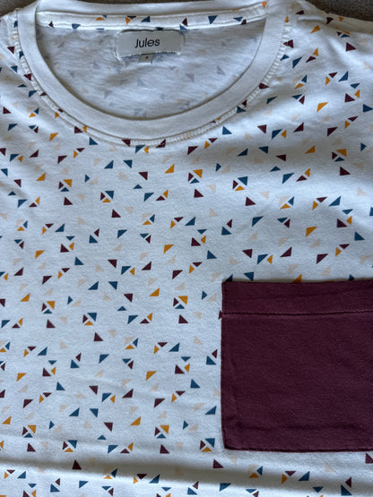 Tee shirt col rond imprimé géométrique