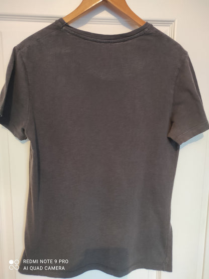 Tee shirt gris noir imprimé - S