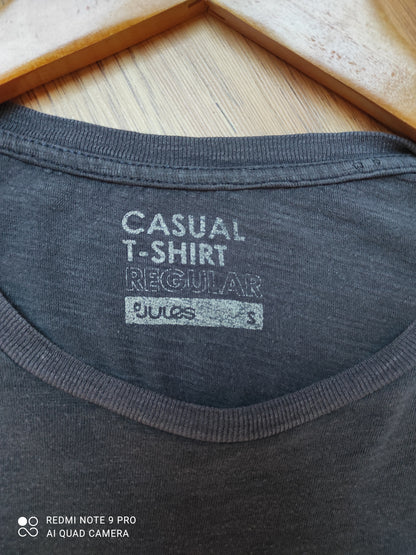 Tee shirt gris noir imprimé - S