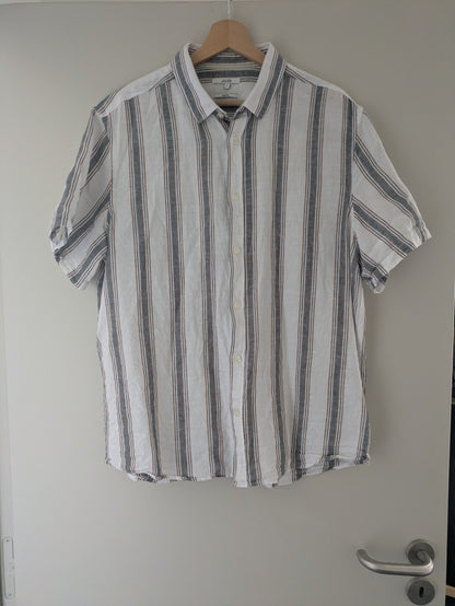 Chemisette regular rayures coton lin