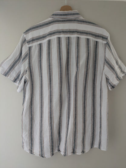 Chemisette regular rayures coton lin