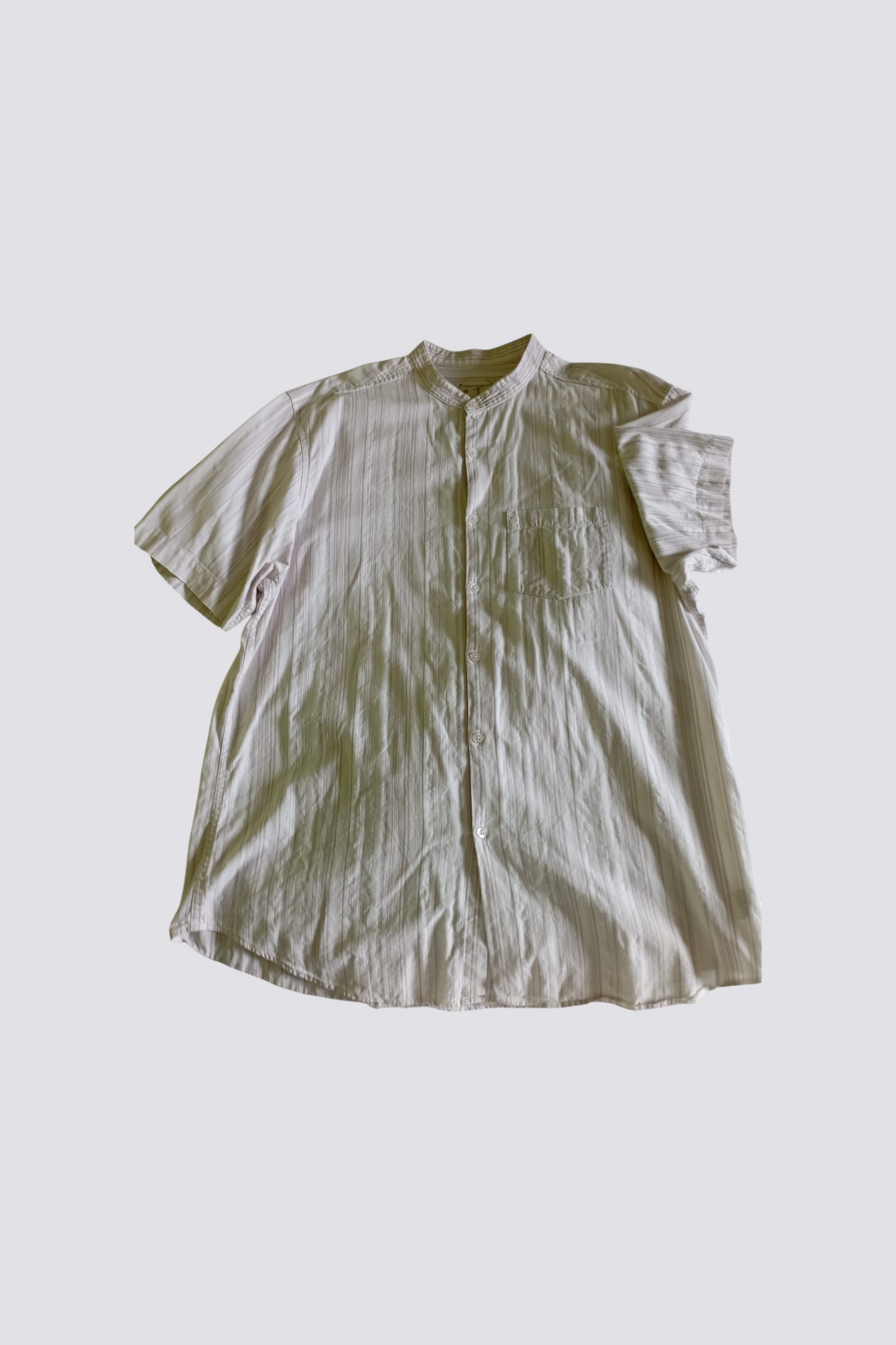 Chemise manches courtes col mao écrue
