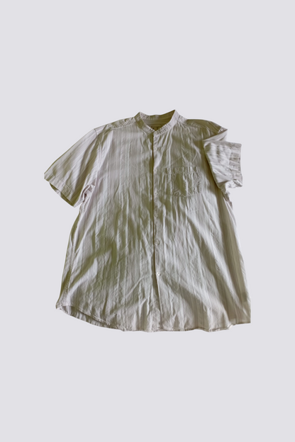 Chemise manches courtes col mao écrue