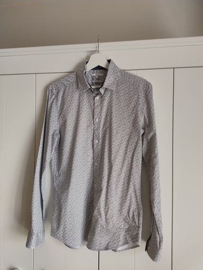 Chemise slim imprimé motif ligne satin d