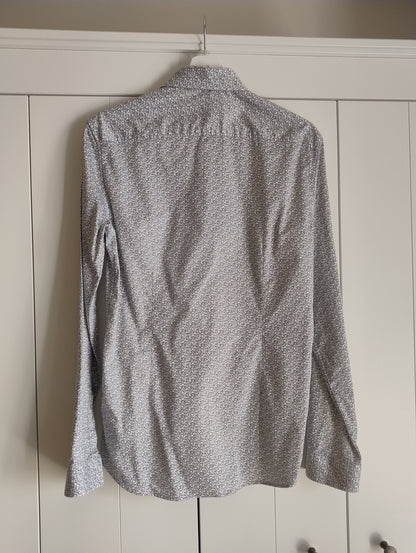 Chemise slim imprimé motif ligne satin d