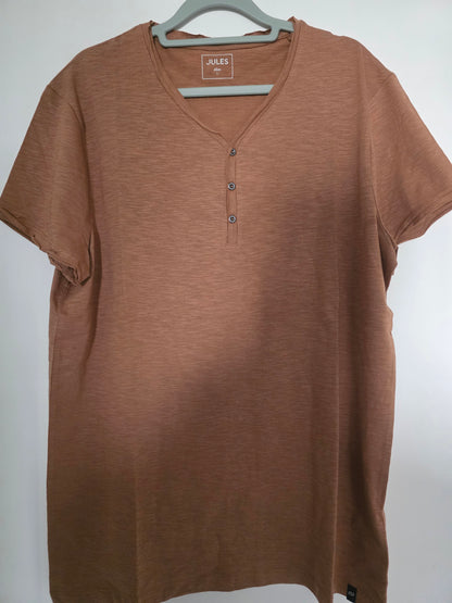 Tee shirt col tunisien matière flammée