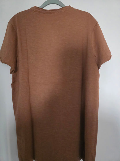Tee shirt col tunisien matière flammée