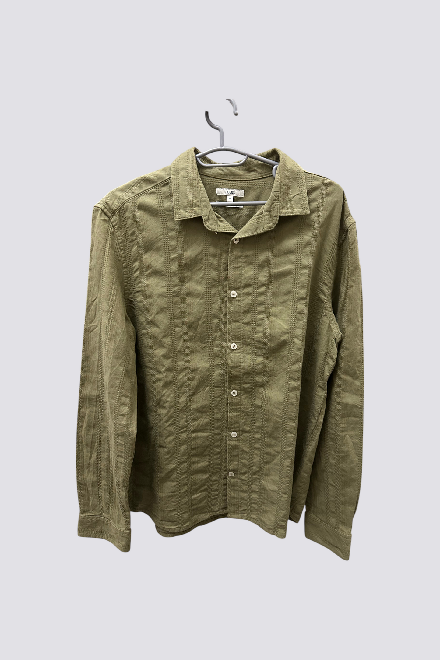Chemise en coton matière texturée - Vert kaki