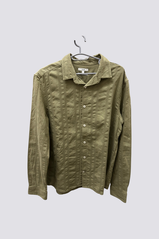 Chemise en coton matière texturée - Vert kaki