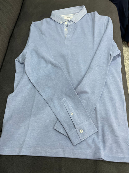 Polo manches longues piqué col boutonné oxford