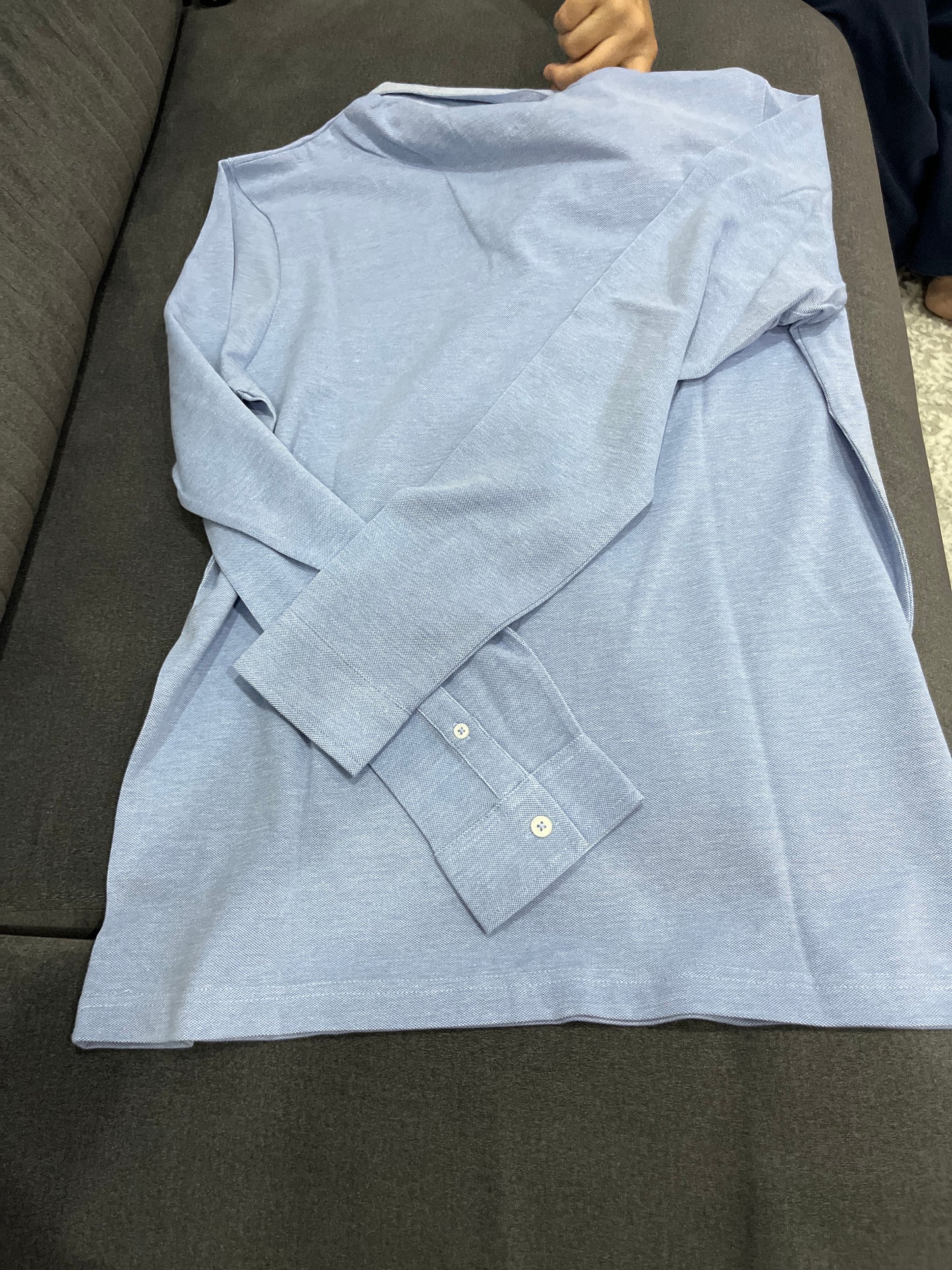 Polo manches longues piqué col boutonné oxford