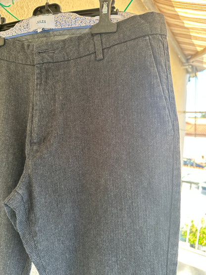 Pantalon chino slim fines rayures