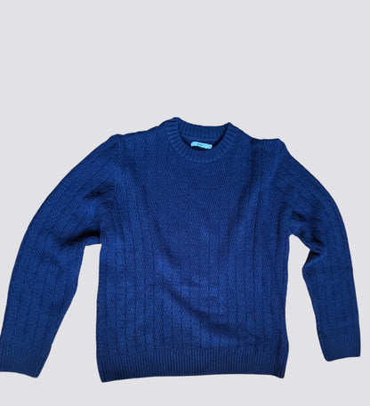 Pull tressé bleu