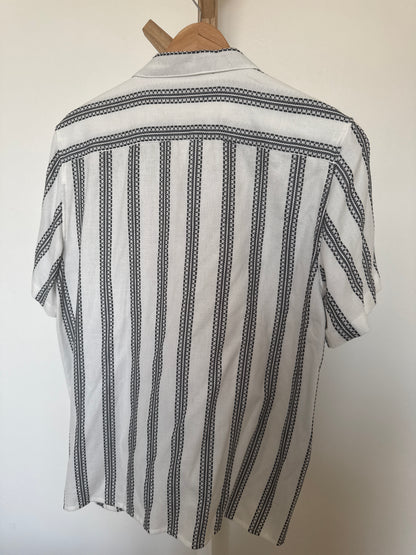 Chemisette regular à rayures broderies en coton