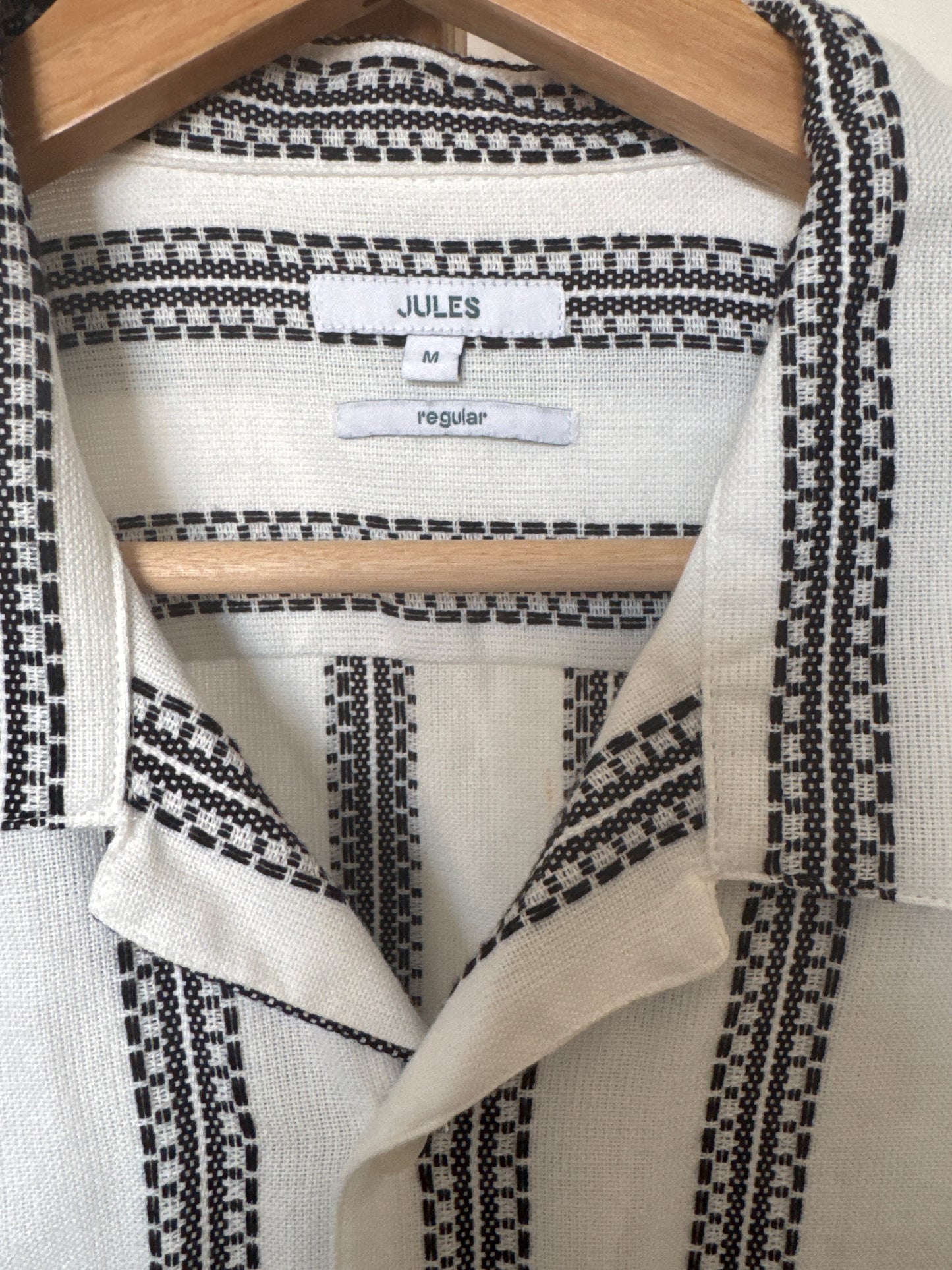Chemisette regular à rayures broderies en coton
