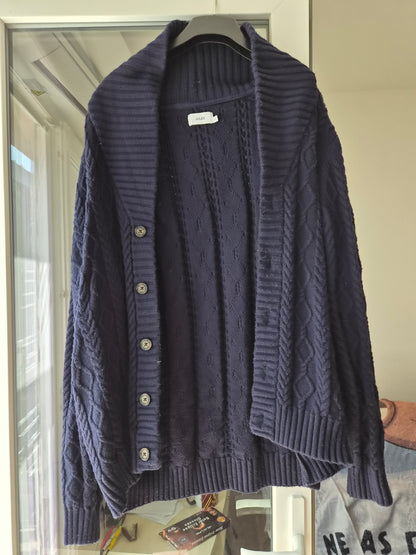 Gilet col châle à torsades