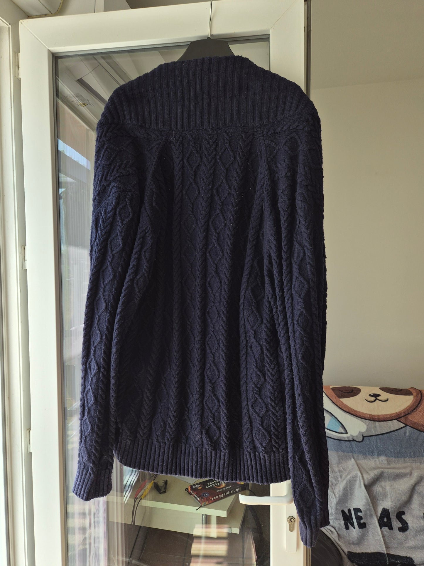 Gilet col châle à torsades