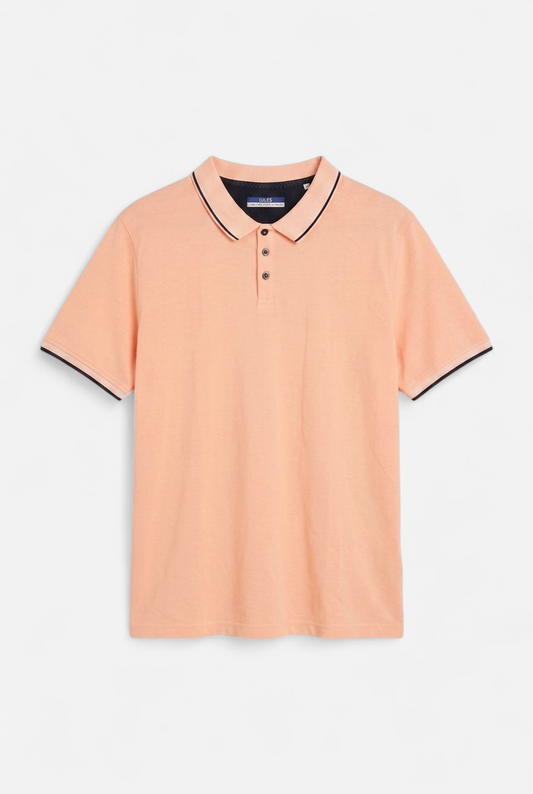 Polo en maille piquée , rayure col et ba