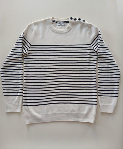 Pull marinière épaule boutonnée