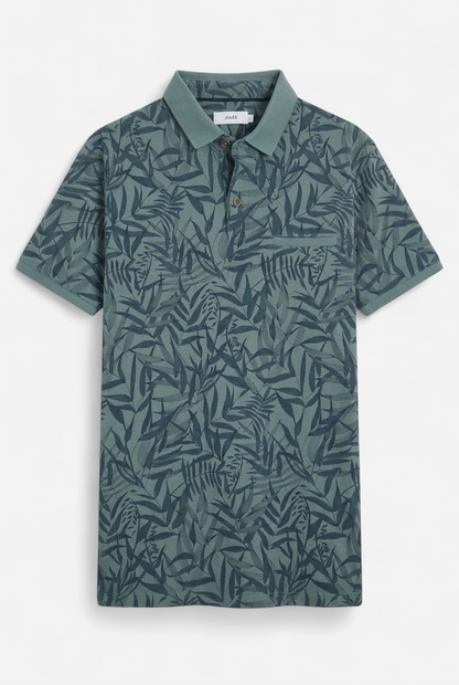 Polo vert motif feuilles