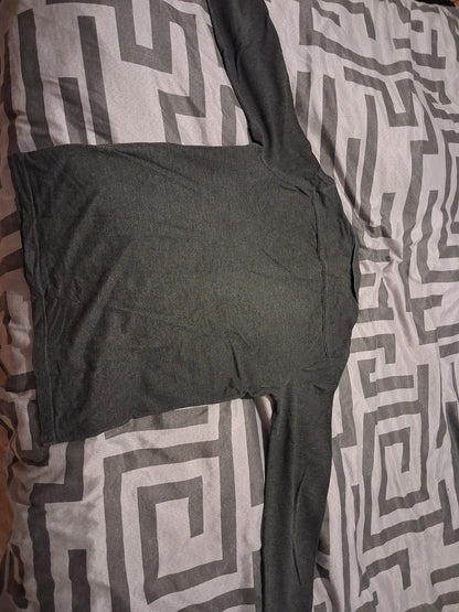 Polo manches longues gris foncé taille M coupe slim