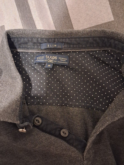 Polo manches longues gris foncé taille M coupe slim