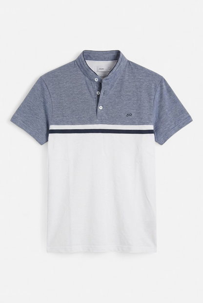 Polo manches courtes color block col mao