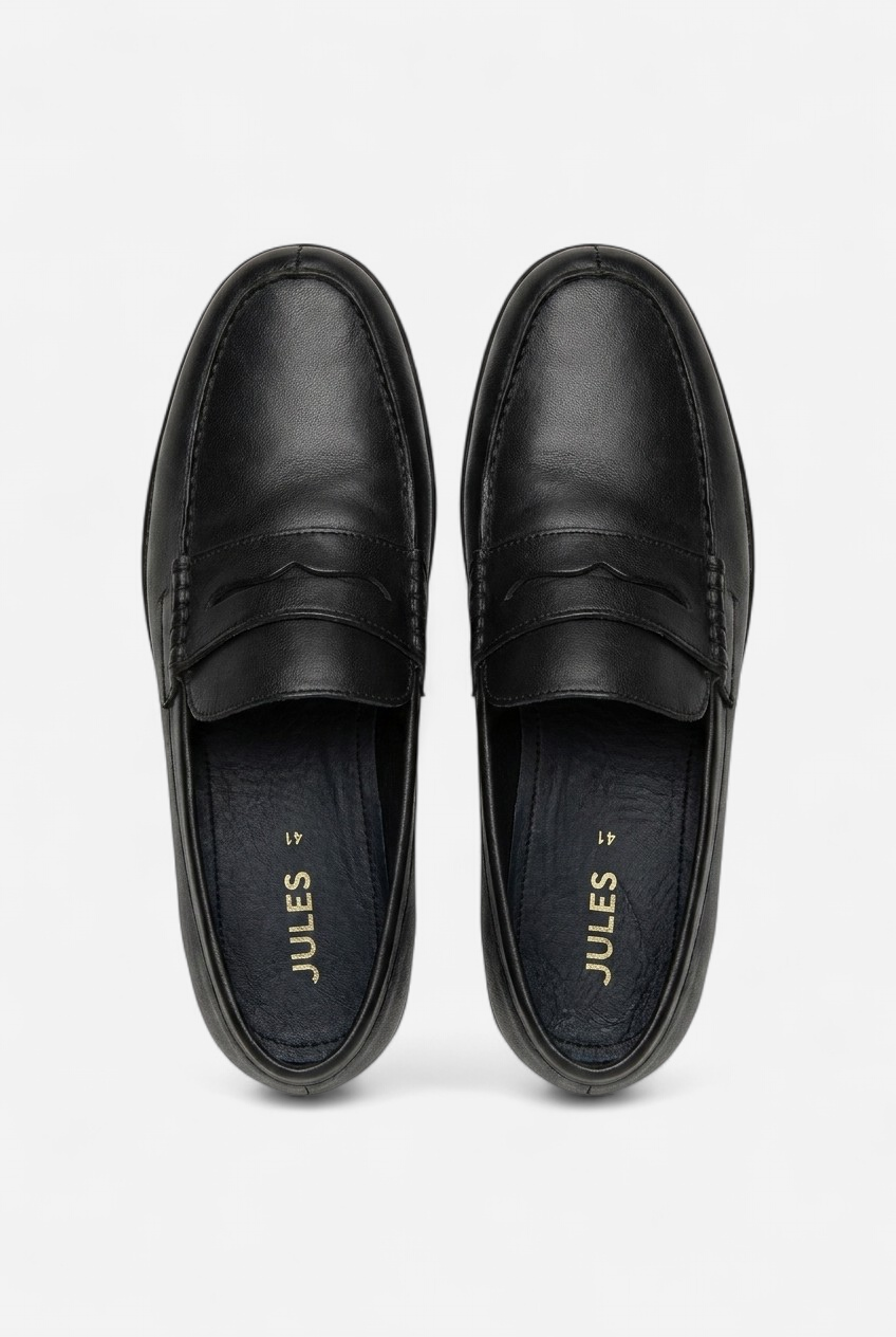 Mocassin noir en cuir